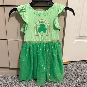 Green Shamrock Rainbow Girls' Dress 4T